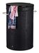 Relaxdays Ronde wasmand van bamboe met klapdeksel, 65 liter, wasmand, opvouwbaar, rond, diameter 40 cm, zwart