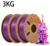 PLA 3D-printerfilament - Zijdeachtig PLA, dubbele kleur - 3 kg, roze-paars - 1,75 mm ±0,03 mm - Geschikt voor FDM 3D-printers - Netjes opgerold