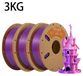 PLA 3D-printerfilament - Zijdeachtig PLA, dubbele kleur - 3 kg, roze-paars - 1,75 mm ±0,03 mm - Geschikt voor FDM 3D-printers - Netjes opgerold