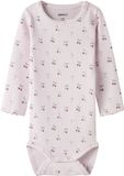 NAME IT NBFFICHERRY LS BODY - Baby - Bodies - Vrouwen - Cradle Pink - Gebloemd - 95% Biologisch katoen, 5% Elastaan - Maat 74