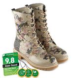 GOBY Floral Elegance - Dames Veterboots - Handgemaakt Vegan Leer - Maat 39