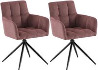 CLP Jonah Set van 2 eetkamerstoelen - met armleuning - klassiek - Draaibare - 180° automatisch terugdraaimechanisme - stof - Stof/robijnrood
