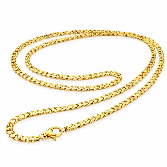 LGT JWLS LGT Jewels Cubaanse koord ketting Goudkleurig Gourmet Schakel 3mm-60cm
