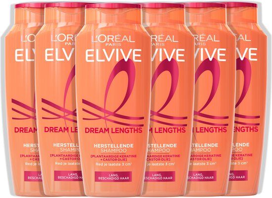 L'Oréal Paris Elvive Dream Lengths Shampoo - 6 x 250 ml - For Long, Damaged Hair - Restoring Shampoo