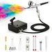 Airbrush set met compressor - Dubbele werking - 0,2 / 0,3 / 0,5 mm naalden - Schoonmaakset