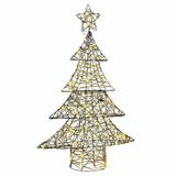 vidaXL Sapin de Noël 150 cm Rotin Blanc chaud LED