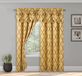 Elegant Comfort Gordijnset met Jacquard-look en Watervalvolant, Set van 2, 137 x 213 cm, Quatrefoil Patroon, Goud