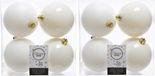 Decoris Kerstballen - 16 stuks - Wit - 10 cm - Kunststof
