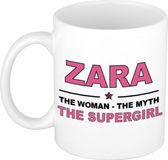 Bellatio Decorations Zara Naam cadeau - The woman, The myth the supergirl koffie mok / beker 300 ml