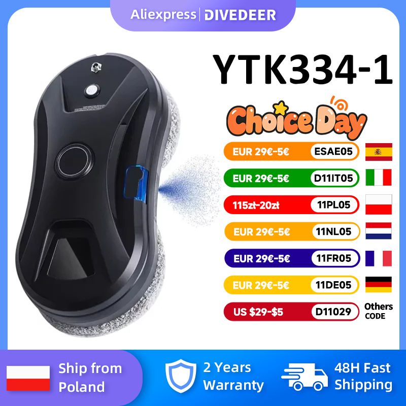 DIVEDEER YTK334 Glazenwasrobot Waternevel Ultradunne raamrobotstofzuiger