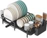 Azomor® Uitschuifbaar metalen afdruiprek voor servies met bestek- en bekerhouder