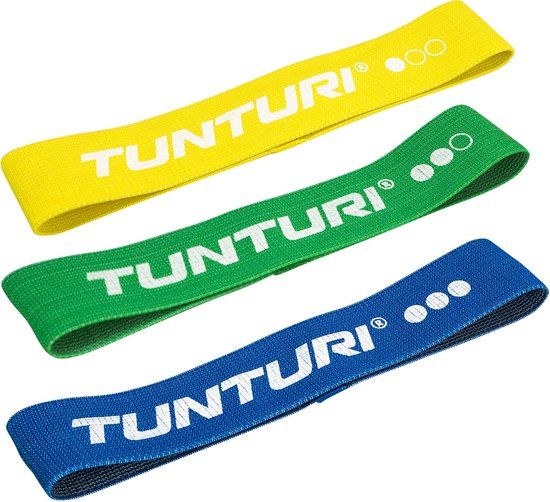 Tunturi Weerstandsbandset Textiel - Resistance Bands - 3 Weerstanden - Katoen - Incl. Fitness App