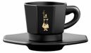 Bialetti, set van 4 octogonale espressobekers met onderschotels, espressobekers, espresso, porselein, zwart, RTATZ403