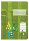 Clairefontaine 331052C - Pak met 25 schriften, idéal pour l´école, DIN A4 21x29,7 cm, liniëring 2 speciaal groen voor 2e leerjaar, 32 Pagina's, 90g, kaki, 1 pak