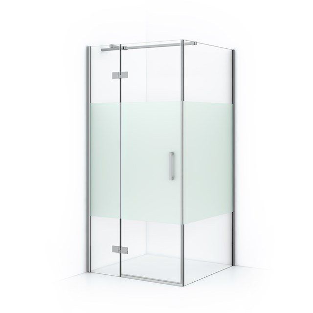 Maxaro Douchecabine Diamond 100x90cm 8mm Helder Veiligheidsglas met Matte Strook Chroom