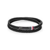Tommy Hilfiger TJ2790552 Heren Armband - Leren armband - Zwart - 19 cm