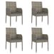 vidaXL Fauteuils de jardin avec coussins, 4 pièces, polyrotin, gris