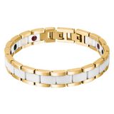 Mendes Keramieken Heren Armband Magnetische Power Goudkleurig Wit
