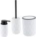 Tendance Toilet accessoire set - wc borstel/prullenbak en zeeppomp Diamond - wit - kunststof