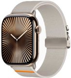 By Qubix - Nylon bandje met Parachute sluiting - Sterrenlicht - Geschikt voor Apple Watch 38mm / 40mm / 41mm / 42mm