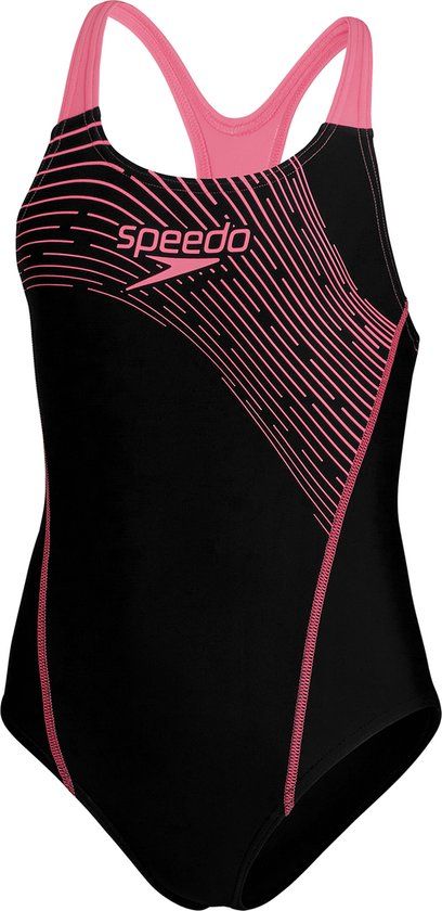 Speedo Medley Logo Medalist Sportbadpak Kinderen - Zwart/Roze - Maat 140