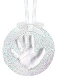 Pearhead Babyprints pasgeboren baby handafdruk of voetafdruk glitter ornament, baby eerste kerst ornament, klei afdruk kit, baby vakantie aandenken, zilver