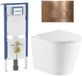 Geberit QeramiQ Dely Toiletset - 36.3x51.7cm - Geberit UP720 inbouwreservoir - rimless - diepspoel - zitting - softclose - bedieningsplaat koper - rechthoekige knoppen - glans wit