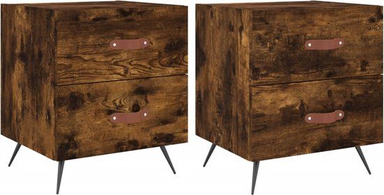 vidaXL Nachtkastjes - 2 stuks - Bewerkt Hout - Gerookt Eikenkleur