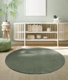 the carpet RELAX – Extra Zacht & Wasbaar Vloerkleed tot 30°C met Antislip Onderzijde – Fluweelachtige Structuur – Voor Slaapkamer of Woonkamer – Donkergroen, rond 200 cm