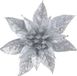 Cosy & Trendy kerstboomversiering op clip - zilveren glitter bloem - 15 cm - kerstdecoratie