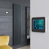 Hudson Reed Vitality Ardus Radiateur électrique vertical – Anthracite – 178,4 x 47,2 cm – Avec thermostat Wi-Fi à écran tactile – Design moderne