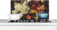 KitchenYeah Spatscherm keuken 80x40 cm - Herfstbladeren - Aluminium