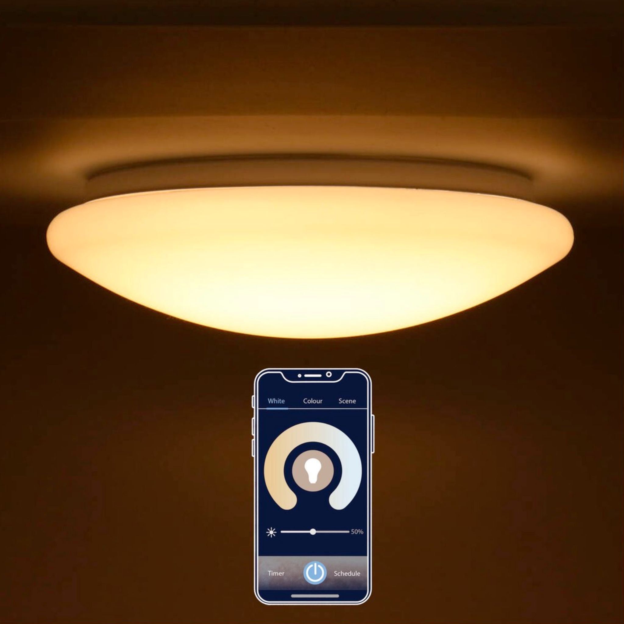 LED.nl Smart LED Ceiling Lamp 33 cm - Dimmable with App - Warm and Cool White Light