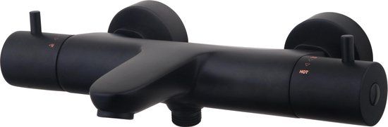 Wiesbaden Caral Thermostatische Badmengkraan - Mat Zwart - 15 cm