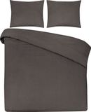 DoubleDry Dekbedovertrek 100% Natuurlijk Katoen - Eenpersoons 140x200/220 cm + 1 Kussensloop - Ademend & Zacht - Antraciet