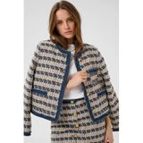 Saint Tropez Sand/Blue Striped Ruffle Tweed Jacket