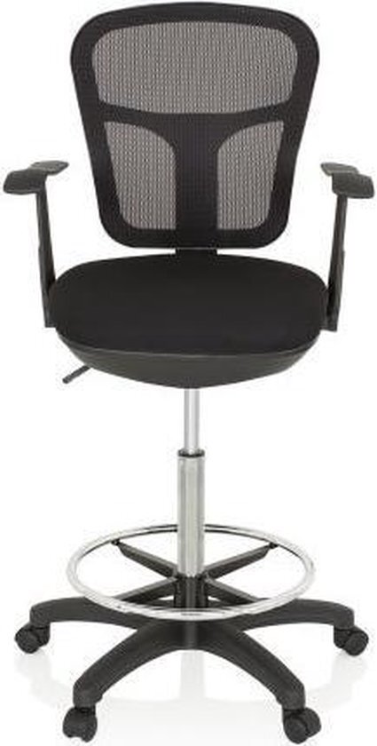 HJH OFFICE 760008 verhoogde bureaustoel TOP WORK 108 netstof zwart extra hoog verstelbaar ergonomisch werkstoel bureau chair