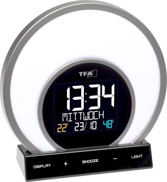 TFA Dostmann TFA SOLUNA Multifunctionele Lichtwekker - Zilver - 15 cm