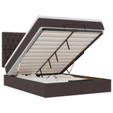 vidaXL Ottoman Bed with Mattresses and LEDs, 180x200cm, Fabric, Light Grey