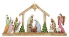 Weihnachtskrippe Mysterium mit Portal und den Heiligen Drei Königen, aus Harz, 29,5 x 16 cm