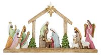 Weihnachtskrippe Mysterium mit Portal und den Heiligen Drei Königen, aus Harz, 29,5 x 16 cm