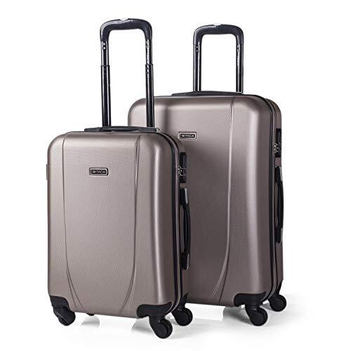 ITACA - Set van 2 Rigid Travel Koffers 55/65 cm 4 Wielen ABS. Bovenste en zijkantHandles Geïntegreerd combinatieslot. Kleine cabine goedgekeurd en Medium. 71115, Color Champagne