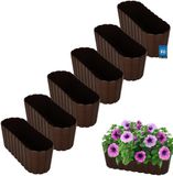 KOTARBAU® 6 st. Balkonbak, Bloembak voor Balkon, Kunststof, 40 x 13 x 13 cm, Bruin