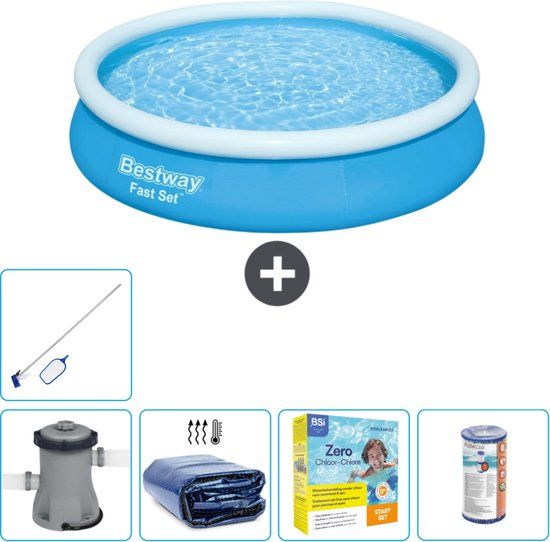 Bestway Fast Set Zwembad - 366 x 76 cm - Blauw - Inclusief Pomp & Accessoires