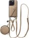 AVY Leren Hoesje geschikt voor Apple iPhone 15 Pro Max | Met Koord, Wallet en Pouch | Compatibel met MagSafe | Leather Case met 30CM & 130CM Koord | Leather Set | Beige
