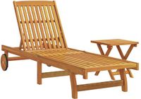vidaXL Lit de jardin avec table d'appoint bois d'acacia massif marron
