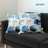 Boraboi Luxe Decoratieve Kussenhoezen set van 2, Zachte Suède Touch 50x50cm (Wit, Blauw)
