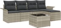 vidaXL Buitensofa 5 zitplaatsen Lichtgrijs Polyrattan