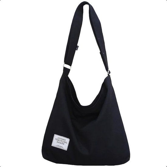 Kioto Membeli B.V. Kioto schoudertas - Crossbody tas dames - Tote bag - Handtas school - Shopper - Imitatieleer Zwart