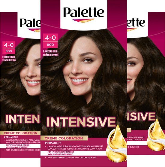 Schwarzkopf Poly Palette 800 Donkerbruin Haarverf - 3 stuks - Voordeelverpakking